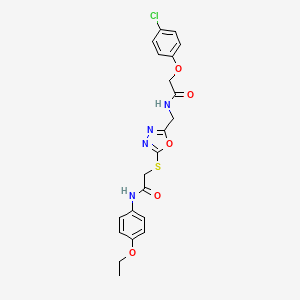 molecular formula C21H21ClN4O5S B2781731 2-(4-chlorophenoxy)-N-[[5-[2-(4-ethoxyanilino)-2-oxoethyl]sulfanyl-1,3,4-oxadiazol-2-yl]methyl]acetamide CAS No. 851785-25-6