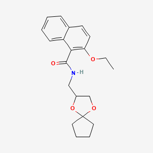 molecular formula C21H25NO4 B2781735 N-(1,4-dioxaspiro[4.4]nonan-2-ylmethyl)-2-ethoxy-1-naphthamide CAS No. 923140-16-3