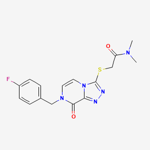 molecular formula C16H16FN5O2S B2781738 2-({7-[(4-fluorophenyl)methyl]-8-oxo-7H,8H-[1,2,4]triazolo[4,3-a]pyrazin-3-yl}sulfanyl)-N,N-dimethylacetamide CAS No. 1251670-32-2