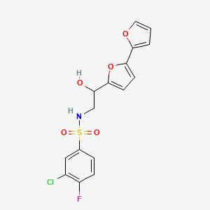 N-(2-{[2,2'-bifuran]-5-yl}-2-hydroxyethyl)-3-chloro-4-fluorobenzene-1-sulfonamide