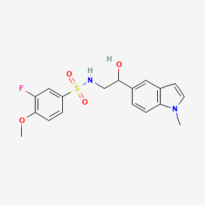 molecular formula C18H19FN2O4S B2781774 3-氟-N-(2-羟基-2-(1-甲基-1H-吲哚-5-基)乙基)-4-甲氧基苯磺酰胺 CAS No. 2097916-27-1