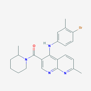 (4-((4-Bromo-3-methylphenyl)amino)-7-methyl-1,8-naphthyridin-3-yl)(2-methylpiperidin-1-yl)methanone