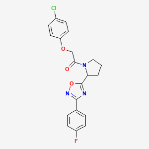 molecular formula C20H17ClFN3O3 B2781779 5-{1-[(4-Chlorophenoxy)acetyl]pyrrolidin-2-yl}-3-(4-fluorophenyl)-1,2,4-oxadiazole CAS No. 1046233-21-9