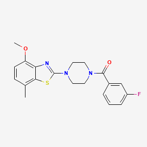 molecular formula C20H20FN3O2S B2781780 2-[4-(3-Fluorobenzoyl)piperazin-1-yl]-4-methoxy-7-methyl-1,3-benzothiazole CAS No. 897486-74-7