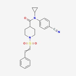 molecular formula C24H25N3O3S B2781784 N-(4-cyanophenyl)-N-cyclopropyl-1-(2-phenylethenesulfonyl)piperidine-4-carboxamide CAS No. 1428121-38-3