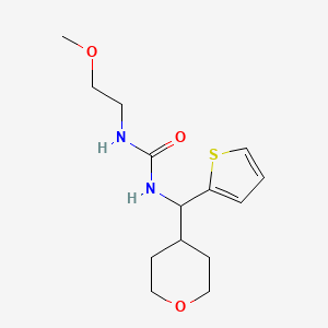 molecular formula C14H22N2O3S B2781792 1-(2-methoxyethyl)-3-((tetrahydro-2H-pyran-4-yl)(thiophen-2-yl)methyl)urea CAS No. 2319637-41-5