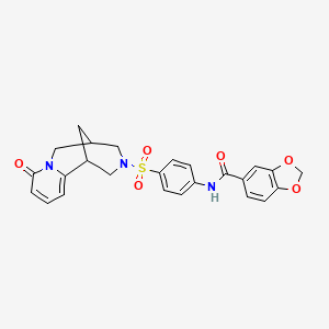 molecular formula C25H23N3O6S B2781795 N-(4-((8-oxo-5,6-dihydro-1H-1,5-methanopyrido[1,2-a][1,5]diazocin-3(2H,4H,8H)-yl)sulfonyl)phenyl)benzo[d][1,3]dioxole-5-carboxamide CAS No. 681270-76-8