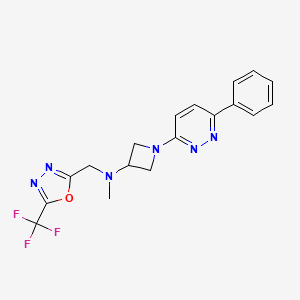 molecular formula C18H17F3N6O B2781797 N-methyl-1-(6-phenylpyridazin-3-yl)-N-{[5-(trifluoromethyl)-1,3,4-oxadiazol-2-yl]methyl}azetidin-3-amine CAS No. 2380079-97-8