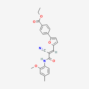 molecular formula C25H22N2O5 B2781798 ETHYL 4-{5-[(1E)-2-CYANO-2-[(2-METHOXY-4-METHYLPHENYL)CARBAMOYL]ETH-1-EN-1-YL]FURAN-2-YL}BENZOATE CAS No. 313253-12-2