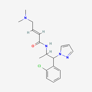 molecular formula C18H23ClN4O B2781800 (E)-N-[1-(2-Chlorophenyl)-1-pyrazol-1-ylpropan-2-yl]-4-(dimethylamino)but-2-enamide CAS No. 2411323-12-9
