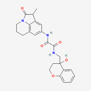 molecular formula C24H25N3O5 B2781808 N'-[(4-hydroxy-3,4-dihydro-2H-1-benzopyran-4-yl)methyl]-N-{3-methyl-2-oxo-1-azatricyclo[6.3.1.0^{4,12}]dodeca-4,6,8(12)-trien-6-yl}ethanediamide CAS No. 1396887-98-1