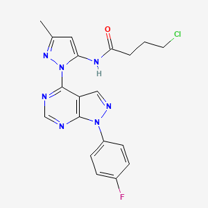 molecular formula C19H17ClFN7O B2781813 4-chloro-N-(1-(1-(4-fluorophenyl)-1H-pyrazolo[3,4-d]pyrimidin-4-yl)-3-methyl-1H-pyrazol-5-yl)butanamide CAS No. 1005713-53-0