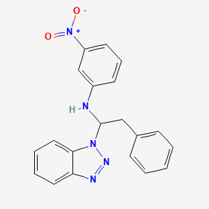 molecular formula C20H17N5O2 B2781814 N-[1-(1H-1,2,3-Benzotriazol-1-yl)-2-phenylethyl]-3-nitroaniline CAS No. 129882-06-0