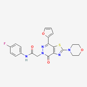 molecular formula C21H18FN5O4S B2781815 N-(4-氟苯基)-2-(7-(呋喃-2-基)-2-吗啉基-4-氧代噻唑并[4,5-d]吡啶-5(4H)-基)乙酰胺 CAS No. 1020967-50-3