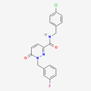 molecular formula C19H15ClFN3O2 B2781816 N-[(4-chlorophenyl)methyl]-1-[(3-fluorophenyl)methyl]-6-oxo-1,6-dihydropyridazine-3-carboxamide CAS No. 1040665-42-6