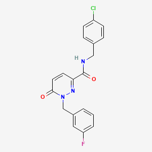 molecular formula C19H15ClFN3O2 B2781816 N-(4-chlorobenzyl)-1-(3-fluorobenzyl)-6-oxo-1,6-dihydropyridazine-3-carboxamide CAS No. 1040665-42-6