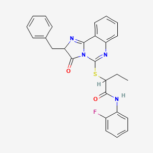 2-((2-benzyl-3-oxo-2,3-dihydroimidazo[1,2-c]quinazolin-5-yl)thio)-N-(2-fluorophenyl)butanamide