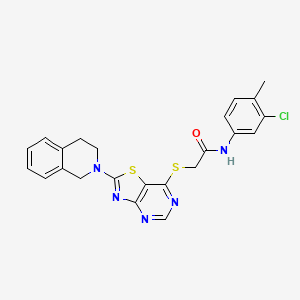 molecular formula C23H20ClN5OS2 B2781852 N-(3-chloro-4-methylphenyl)-2-{[2-(1,2,3,4-tetrahydroisoquinolin-2-yl)-[1,3]thiazolo[4,5-d]pyrimidin-7-yl]sulfanyl}acetamide CAS No. 1207039-04-0