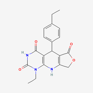 molecular formula C19H19N3O4 B2781856 13-Ethyl-8-(4-ethylphenyl)-5-oxa-2,11,13-triazatricyclo[7.4.0.0^{3,7}]trideca-1(9),3(7)-diene-6,10,12-trione CAS No. 863668-68-2