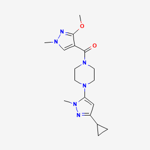 molecular formula C17H24N6O2 B2781859 (4-(3-cyclopropyl-1-methyl-1H-pyrazol-5-yl)piperazin-1-yl)(3-methoxy-1-methyl-1H-pyrazol-4-yl)methanone CAS No. 2034448-88-7