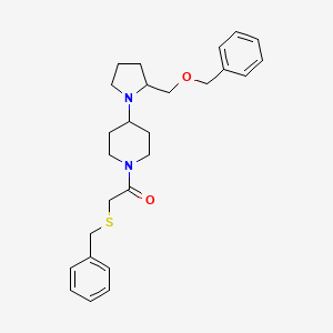 molecular formula C26H34N2O2S B2781861 1-(4-(2-((Benzyloxy)methyl)pyrrolidin-1-yl)piperidin-1-yl)-2-(benzylthio)ethanone CAS No. 2034252-38-3