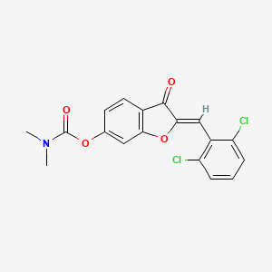 molecular formula C18H13Cl2NO4 B2781866 (Z)-2-(2,6-dichlorobenzylidene)-3-oxo-2,3-dihydrobenzofuran-6-yl dimethylcarbamate CAS No. 847183-78-2