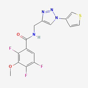 molecular formula C15H11F3N4O2S B2781873 2,4,5-trifluoro-3-methoxy-N-((1-(thiophen-3-yl)-1H-1,2,3-triazol-4-yl)methyl)benzamide CAS No. 2034533-16-7