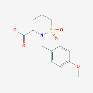 molecular formula C14H19NO5S B2781878 Methyl 2-(4-methoxybenzyl)-1,2-thiazinane-3-carboxylate 1,1-dioxide CAS No. 1956306-61-8