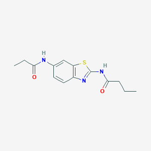 molecular formula C14H17N3O2S B278191 N-[6-(propionylamino)-1,3-benzothiazol-2-yl]butanamide 
