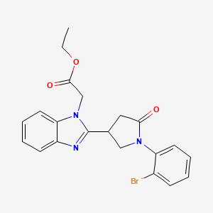 molecular formula C21H20BrN3O3 B2781914 ethyl 2-{2-[1-(2-bromophenyl)-5-oxopyrrolidin-3-yl]-1H-1,3-benzodiazol-1-yl}acetate CAS No. 890638-65-0
