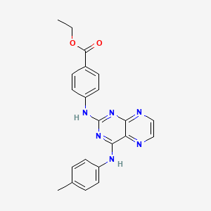 molecular formula C22H20N6O2 B2781923 Ethyl 4-({4-[(4-methylphenyl)amino]pteridin-2-yl}amino)benzoate CAS No. 946297-10-5