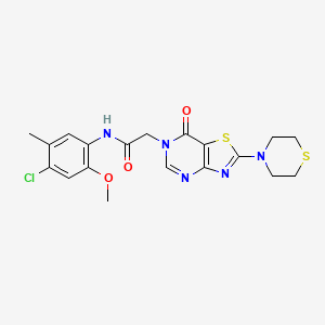 molecular formula C19H20ClN5O3S2 B2781960 N-(4-chloro-2-methoxy-5-methylphenyl)-2-[7-oxo-2-(thiomorpholin-4-yl)-6H,7H-[1,3]thiazolo[4,5-d]pyrimidin-6-yl]acetamide CAS No. 1223798-09-1