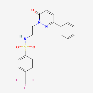 molecular formula C19H16F3N3O3S B2782006 N-(2-(6-oxo-3-phenylpyridazin-1(6H)-yl)ethyl)-4-(trifluoromethyl)benzenesulfonamide CAS No. 921878-39-9