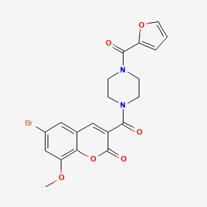 molecular formula C20H17BrN2O6 B2782010 6-bromo-3-[4-(furan-2-carbonyl)piperazine-1-carbonyl]-8-methoxy-2H-chromen-2-one CAS No. 728031-55-8