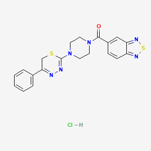 molecular formula C20H19ClN6OS2 B2782015 benzo[c][1,2,5]thiadiazol-5-yl(4-(5-phenyl-6H-1,3,4-thiadiazin-2-yl)piperazin-1-yl)methanone hydrochloride CAS No. 1351632-21-7