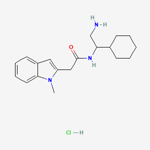 molecular formula C19H28ClN3O B2782017 N-(2-Amino-1-cyclohexylethyl)-2-(1-methylindol-2-yl)acetamide;hydrochloride CAS No. 2637117-20-3