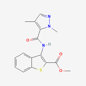 molecular formula C16H15N3O3S B2782030 methyl 3-(1,4-dimethyl-1H-pyrazole-5-amido)-1-benzothiophene-2-carboxylate CAS No. 1207039-53-9