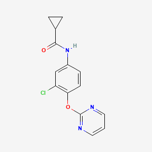 molecular formula C14H12ClN3O2 B2782055 N-(3-Chloro-4-(2-pyrimidinyloxy)phenyl)cyclopropanecarboxamide CAS No. 338413-34-6