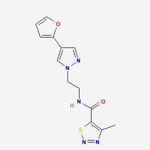 molecular formula C13H13N5O2S B2782074 N-(2-(4-(furan-2-yl)-1H-pyrazol-1-yl)ethyl)-4-methyl-1,2,3-thiadiazole-5-carboxamide CAS No. 2034511-70-9