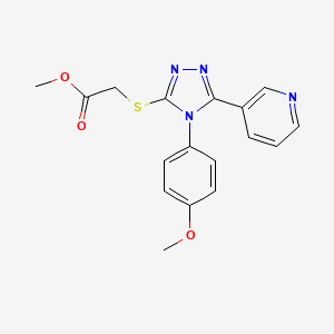 molecular formula C17H16N4O3S B2782096 methyl 2-{[4-(4-methoxyphenyl)-5-(pyridin-3-yl)-4H-1,2,4-triazol-3-yl]sulfanyl}acetate CAS No. 557064-04-7
