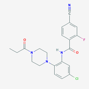 molecular formula C21H20ClFN4O2 B278210 N-[5-chloro-2-(4-propanoylpiperazin-1-yl)phenyl]-4-cyano-2-fluorobenzamide 