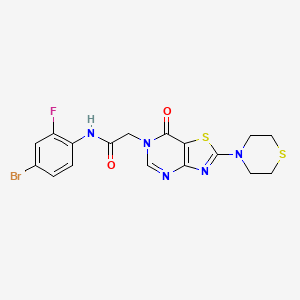 molecular formula C17H15BrFN5O2S2 B2782113 N-(4-bromo-2-fluorophenyl)-2-[7-oxo-2-(thiomorpholin-4-yl)-6H,7H-[1,3]thiazolo[4,5-d]pyrimidin-6-yl]acetamide CAS No. 1223907-11-6