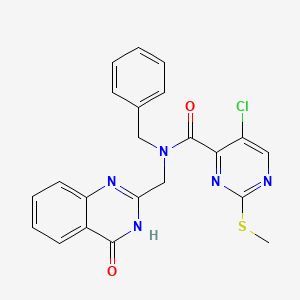 molecular formula C22H18ClN5O2S B2782128 N-benzyl-5-chloro-2-(methylsulfanyl)-N-[(4-oxo-3,4-dihydroquinazolin-2-yl)methyl]pyrimidine-4-carboxamide CAS No. 1016385-40-2