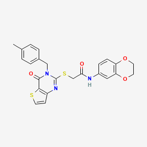 molecular formula C24H21N3O4S2 B2782154 N-(2,3-dihydro-1,4-benzodioxin-6-yl)-2-({3-[(4-methylphenyl)methyl]-4-oxo-3H,4H-thieno[3,2-d]pyrimidin-2-yl}sulfanyl)acetamide CAS No. 894241-49-7