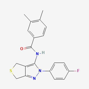 molecular formula C20H18FN3OS B2782158 N-[2-(4-fluorophenyl)-2H,4H,6H-thieno[3,4-c]pyrazol-3-yl]-3,4-dimethylbenzamide CAS No. 450343-09-6