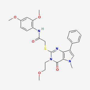 molecular formula C26H28N4O5S B2782169 N-(2,4-dimethoxyphenyl)-2-{[3-(2-methoxyethyl)-5-methyl-4-oxo-7-phenyl-3H,4H,5H-pyrrolo[3,2-d]pyrimidin-2-yl]sulfanyl}acetamide CAS No. 1111960-69-0