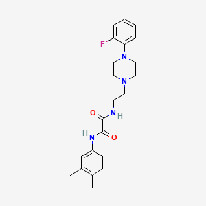 molecular formula C22H27FN4O2 B2782170 N'-(3,4-dimethylphenyl)-N-{2-[4-(2-fluorophenyl)piperazin-1-yl]ethyl}ethanediamide CAS No. 1049376-38-6