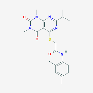 molecular formula C21H25N5O3S B2782174 N-(2,4-dimethylphenyl)-2-((2-isopropyl-6,8-dimethyl-5,7-dioxo-5,6,7,8-tetrahydropyrimido[4,5-d]pyrimidin-4-yl)thio)acetamide CAS No. 863002-65-7