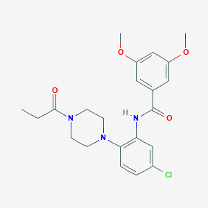 molecular formula C22H26ClN3O4 B278218 N-[5-chloro-2-(4-propanoylpiperazin-1-yl)phenyl]-3,5-dimethoxybenzamide 