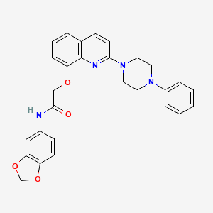 molecular formula C28H26N4O4 B2782197 N-(2H-1,3-benzodioxol-5-yl)-2-{[2-(4-phenylpiperazin-1-yl)quinolin-8-yl]oxy}acetamide CAS No. 941954-70-7